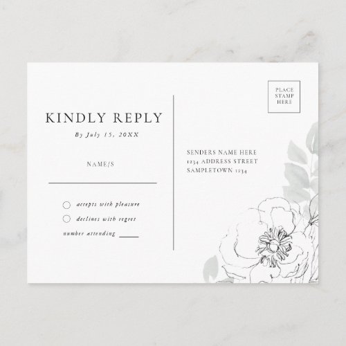 Botanical Floral Illustration RSVP Postcard