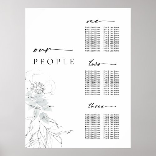 Botanical Floral Illustration Seating Chart