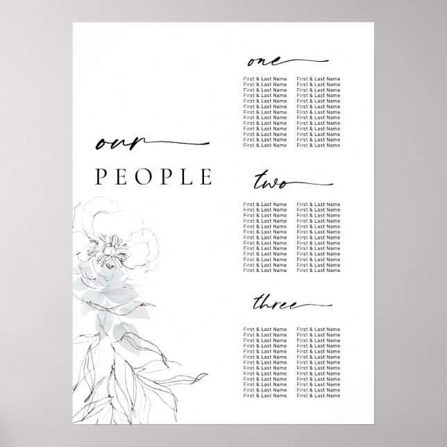Botanical Floral Illustration Seating Chart (Front)