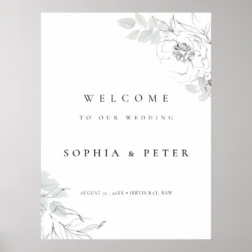 Botanical Floral Illustration Welcome Sign