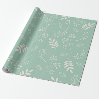 Botanical Floral Leaves Greenery Mint Teal Wrapping Paper