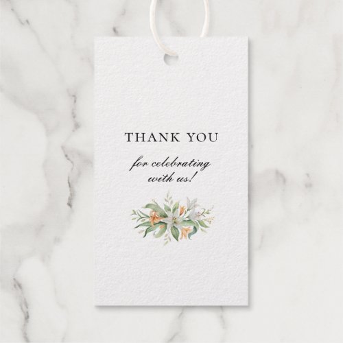 Botanical Floral Lily Thank You Favor Foil Gift Tags