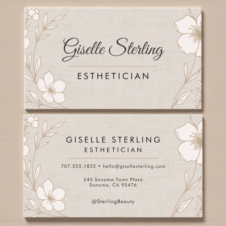 Botanical Floral Linen Esthetician Beauty Business Card