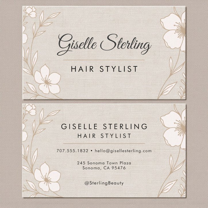 Botanical Floral Linen Hair Stylist Beauty Business Card