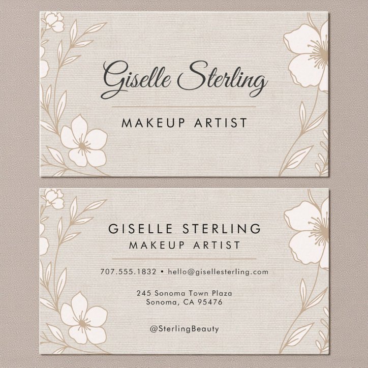 Botanical Floral Linen Makeup Artist Beauty Business Card