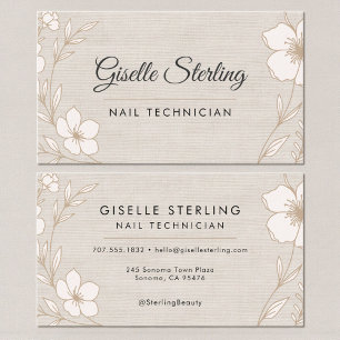 Botanical Floral Linen Nail Technician Beauty Business Card