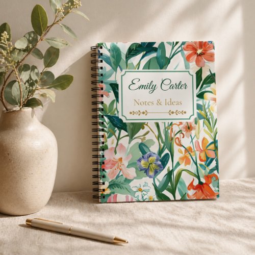Botanical Floral Name Personalized Notebook