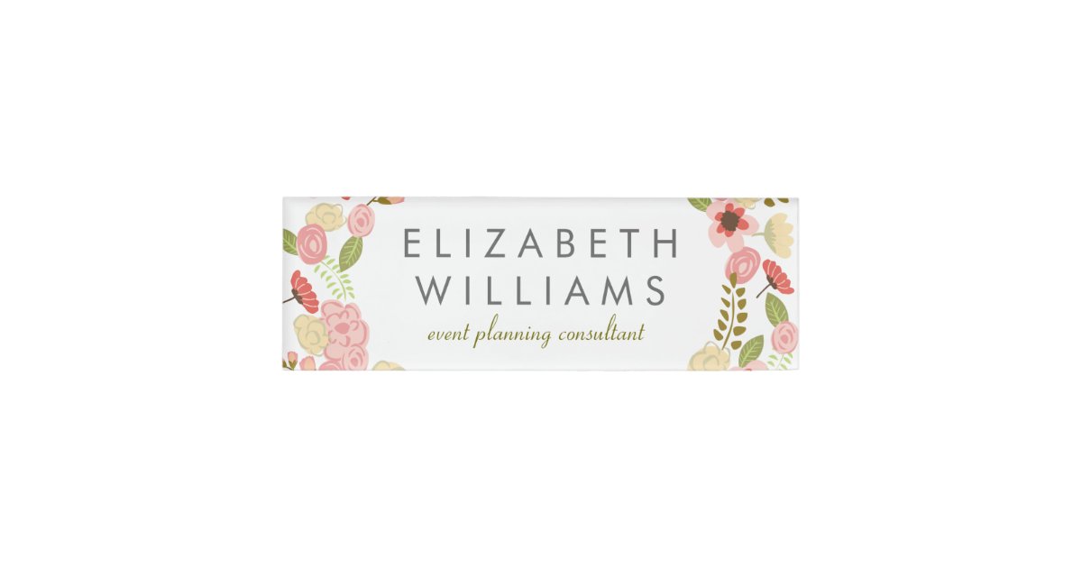 Botanical Floral Name Tag Zazzle