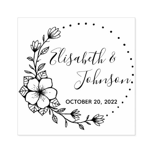 Botanical Floral Names Wedding Rubber Stamp