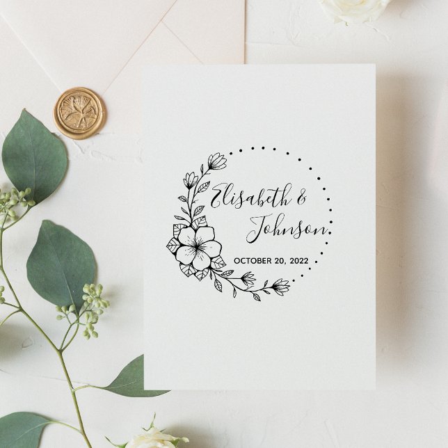 Botanical Floral Names Wedding Rubber Stamp (Creator Uploaded)