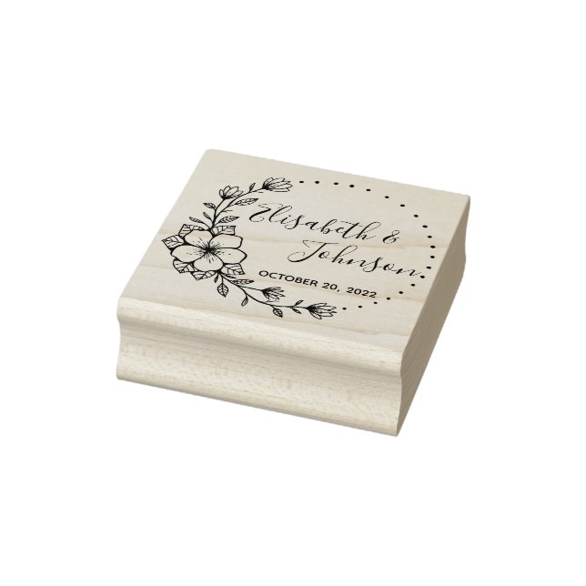 Botanical Floral Names Wedding Rubber Stamp (Stamp)