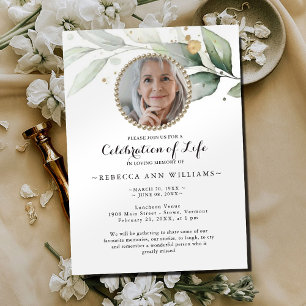 Botanical Floral Nature Photo Celebration of Life Invitation