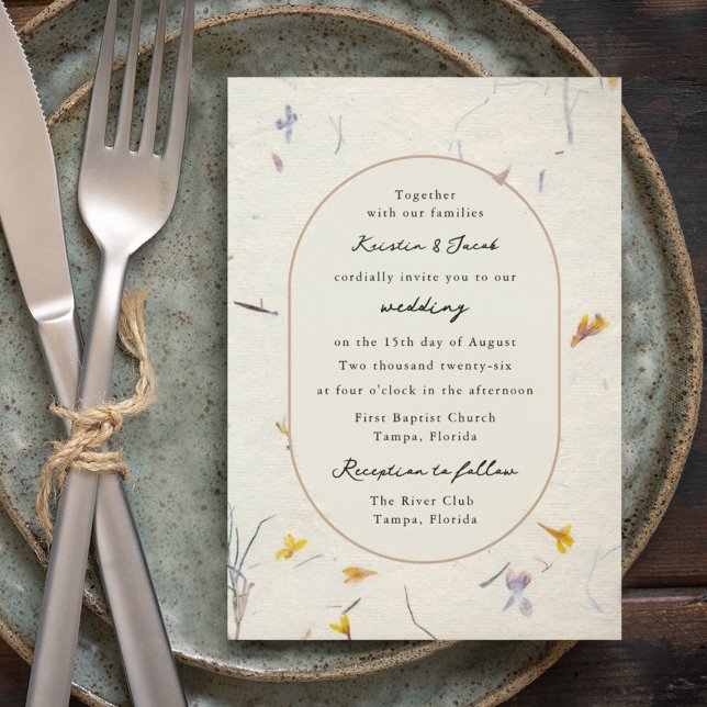 Botanical Floral Paper Modern Digital Wedding  Invitation (Creator Uploaded)