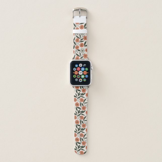 Botanical Floral Pattern Apple Watch Band (Front)