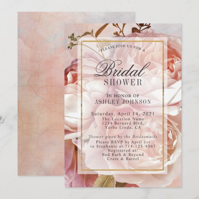 BOTANICAL FLORAL PEONY | Bridal Shower Invitation (Front/Back)