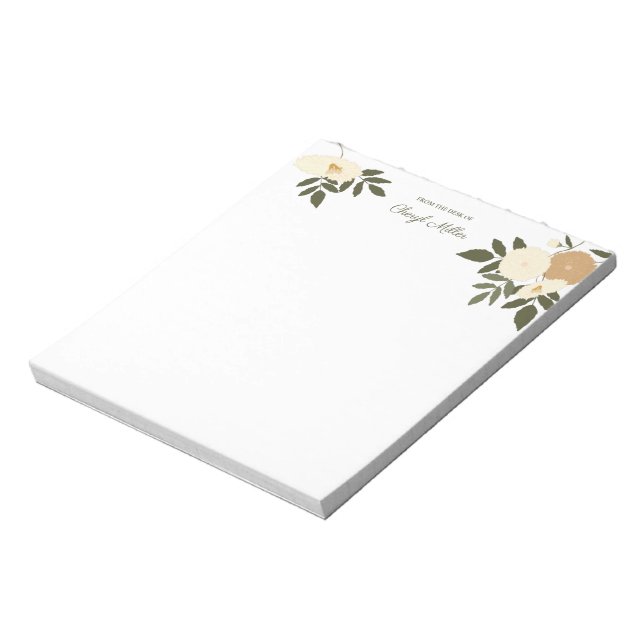 Botanical Floral Personalized Flower Drawing Notepad (Rotated)