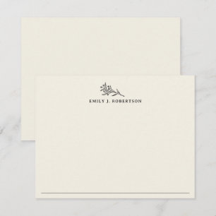 Botanical Floral Personalized Name Note Card