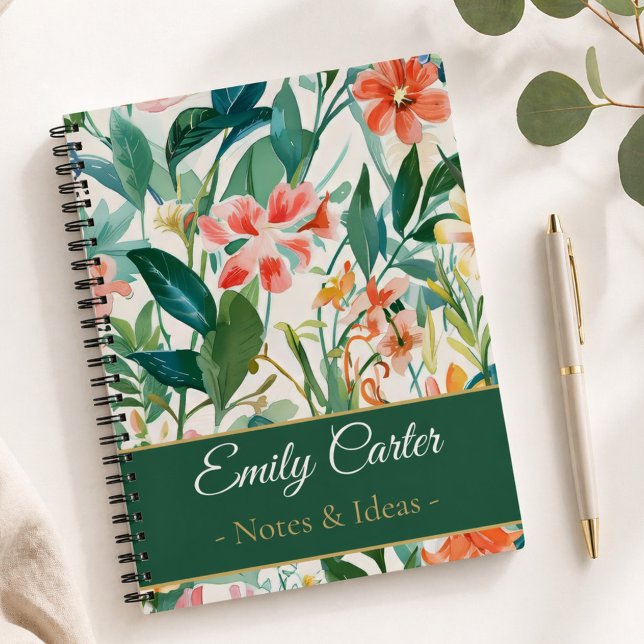 Botanical Floral Personalized Name Notes & Ideas Notebook (Creator Uploaded)