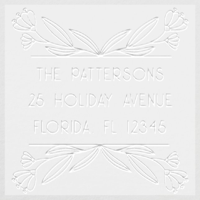 Botanical Floral Personalized Name Return Address Embosser (Design)
