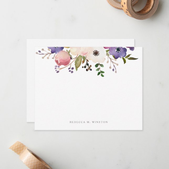 Botanical Floral Personalized Note Card (Front/Back In Situ)