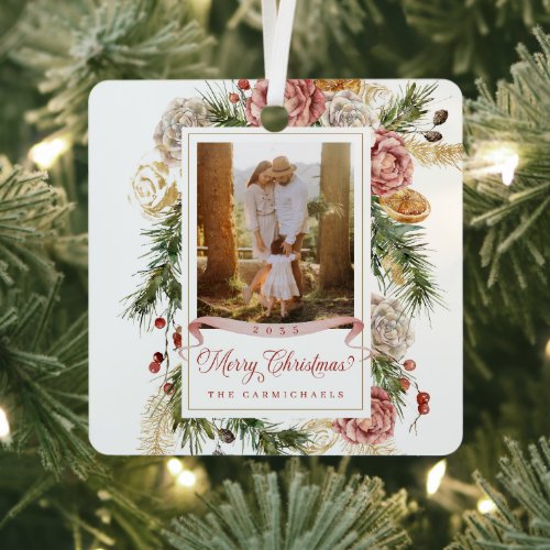 Botanical Floral Photo Christmas Ornament