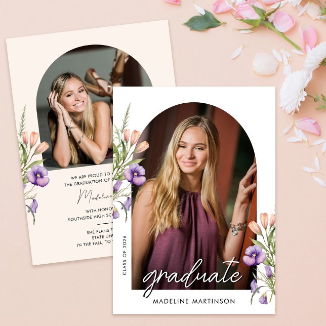 Botanical Floral Photo Graduation Arch Announcement (Creator Uploaded)
