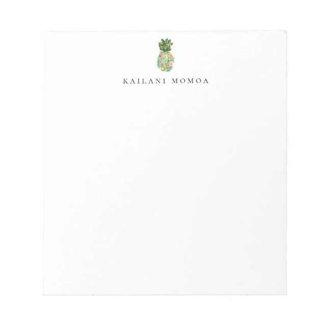 Botanical Floral Pineapple Notepad (Front)