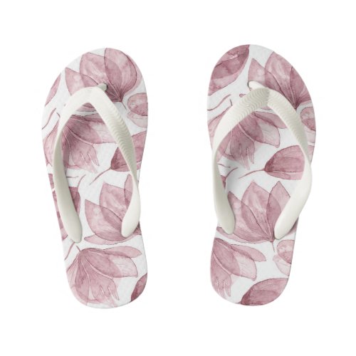 Botanical Floral Pink Plant Flower Pattern Kids Flip Flops