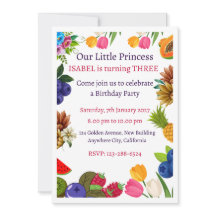 Botanical Floral Princess Birthday Invitations