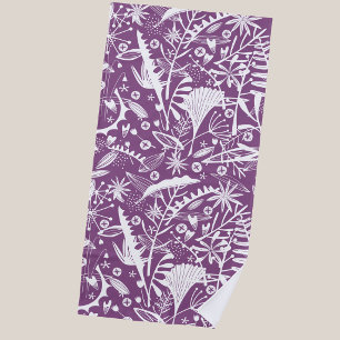 Botanical Floral Purple Beach Towel