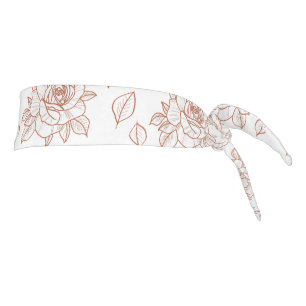 Botanical Floral Rose Terracotta Hand Drawn Tie Headband