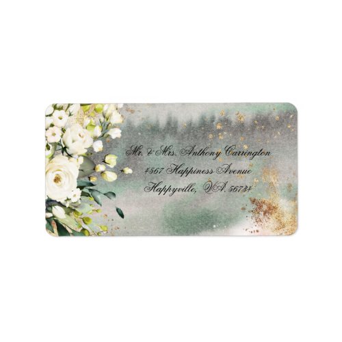 Botanical Floral Sage Green Wedding Return Address Label