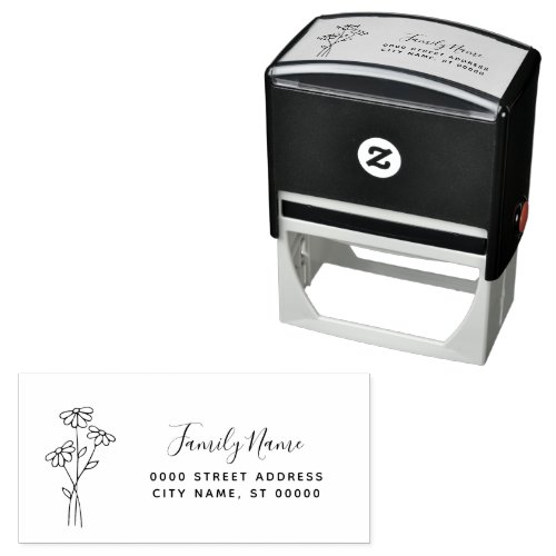 Botanical Floral Self Inking Rubber Stamp