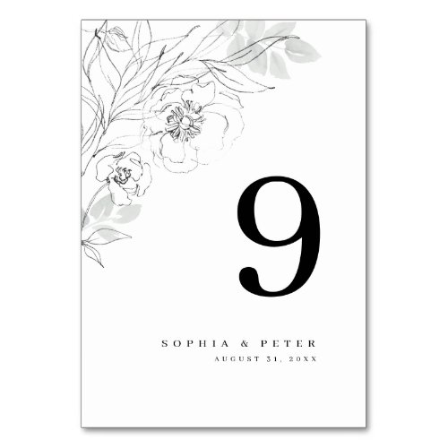 Botanical Floral Sketch Table Number