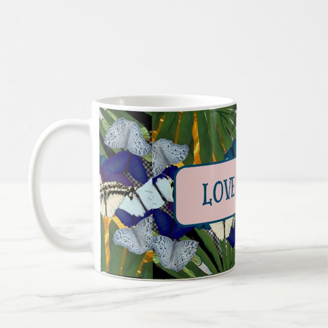 Botanical Floral Skull Spine Design Coffee Mug (Left)