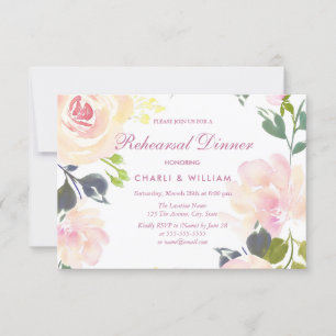 Botanical Floral Spring Rehearsal Dinner Invite