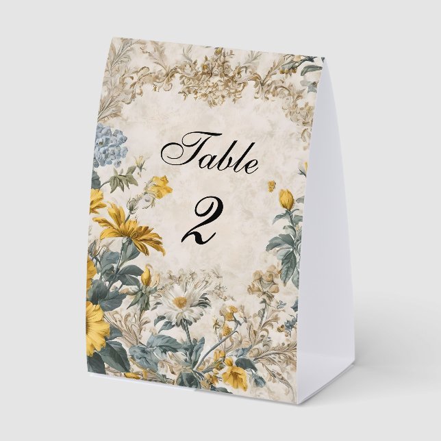 Botanical Floral Table Number Paper Table Tent (Front)