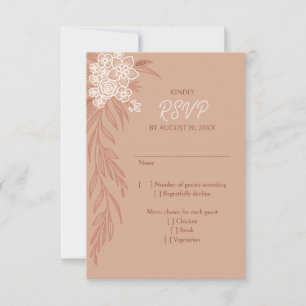 Botanical Floral Terracotta Wedding RSVP Card
