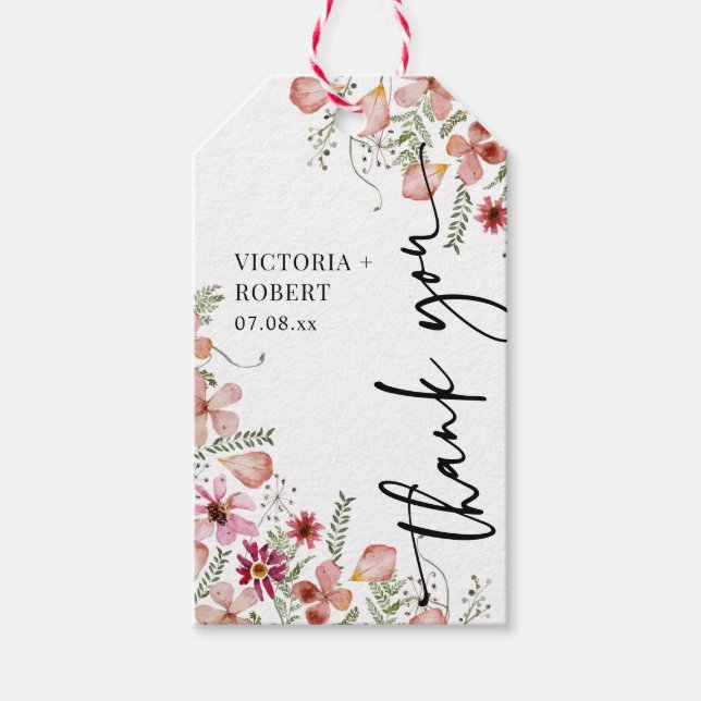 Botanical Floral Thank You Favor Tag (Front)