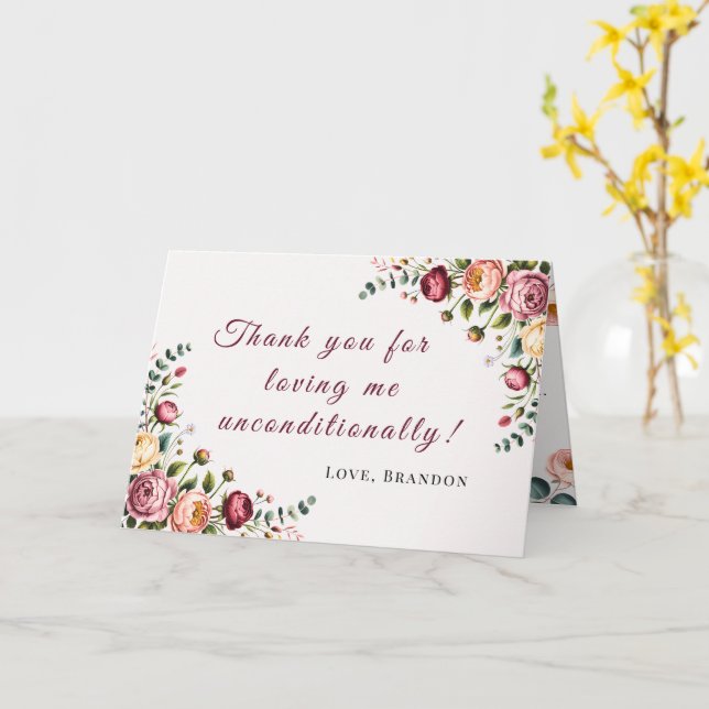 Botanical Floral Thank You Mom Greeting Card (Yellow Flower)