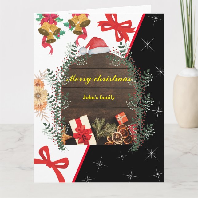 Botanical floral typography arch merry christmas  card (Front)
