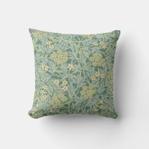 Botanical Floral Vintage Teal and Green Throw Pill Pillow
