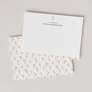 Botanical Floral Watercolor Blush Pink Wildflower Note Card