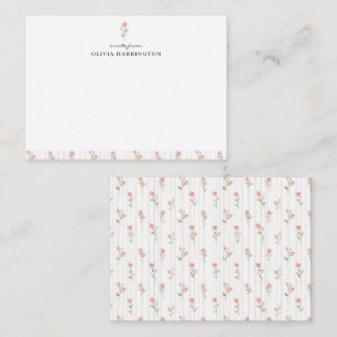 Botanical Floral Watercolor Blush Pink Wildflower Note Card