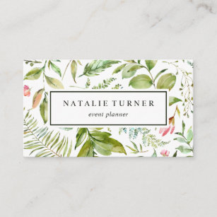 Botanical Floral Watercolor Business Card