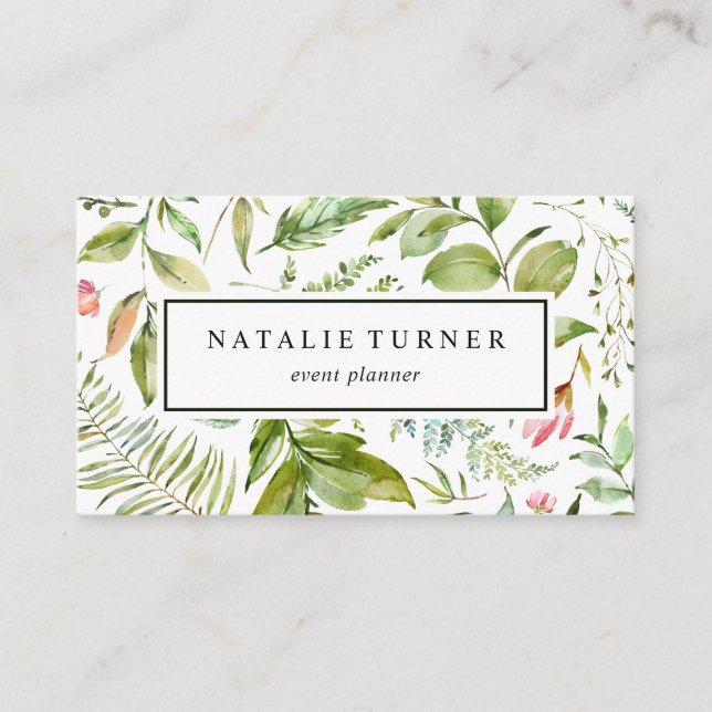 Botanical Floral Watercolor Business Card (Front)