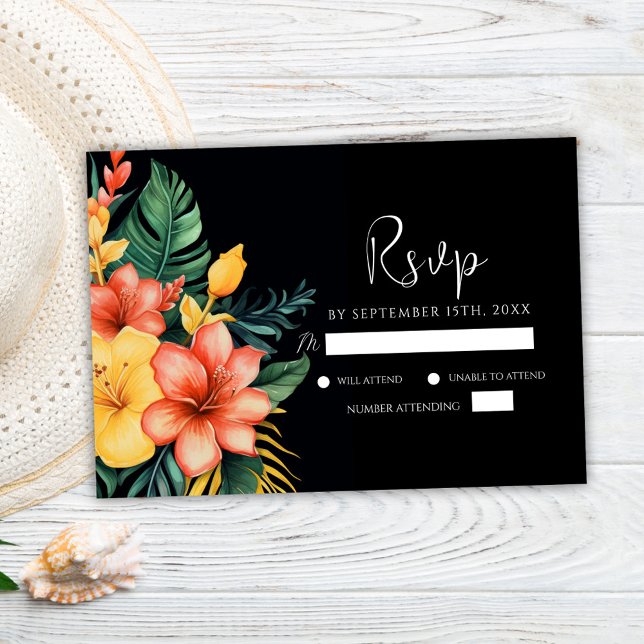 Botanical Floral Watercolor Tropical Wedding RSVP Card (Botanical Floral Watercolor Tropical Wedding RSVP Card)