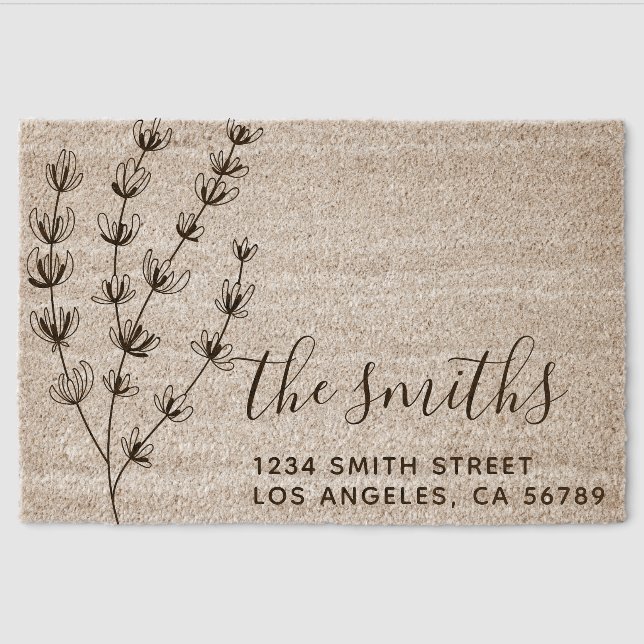 Botanical Floral Wedding Fiber Doormat (Front)