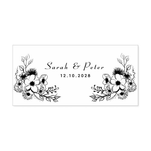Botanical Floral Wedding Monogram Self_inking Stamp