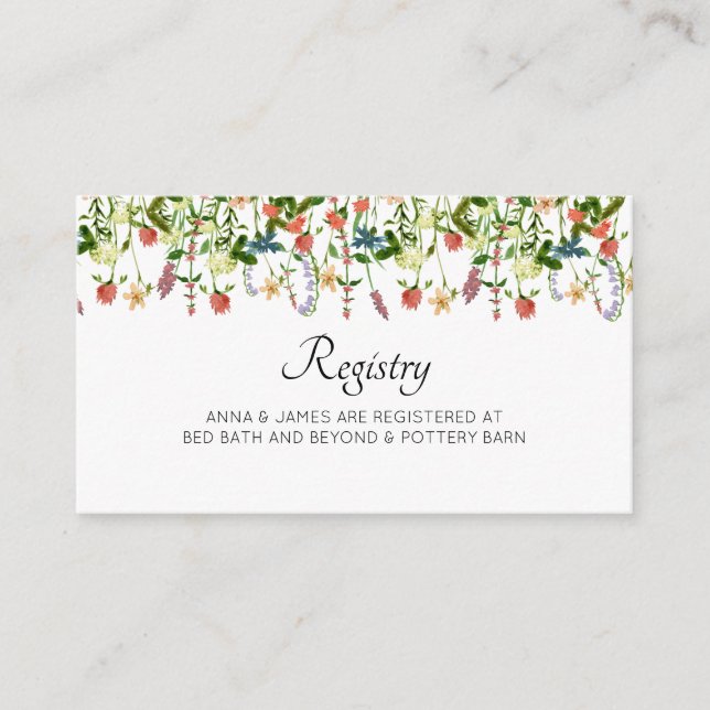 Botanical Floral Wedding Registry Card (Front)